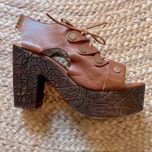 Free People, leather etched sole heels. Size 41.